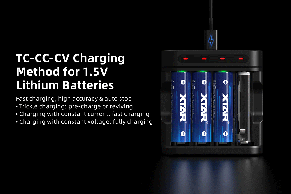 Xtar L4 carga mixta Li-ion 1.5V y Ni-MH 1.2V